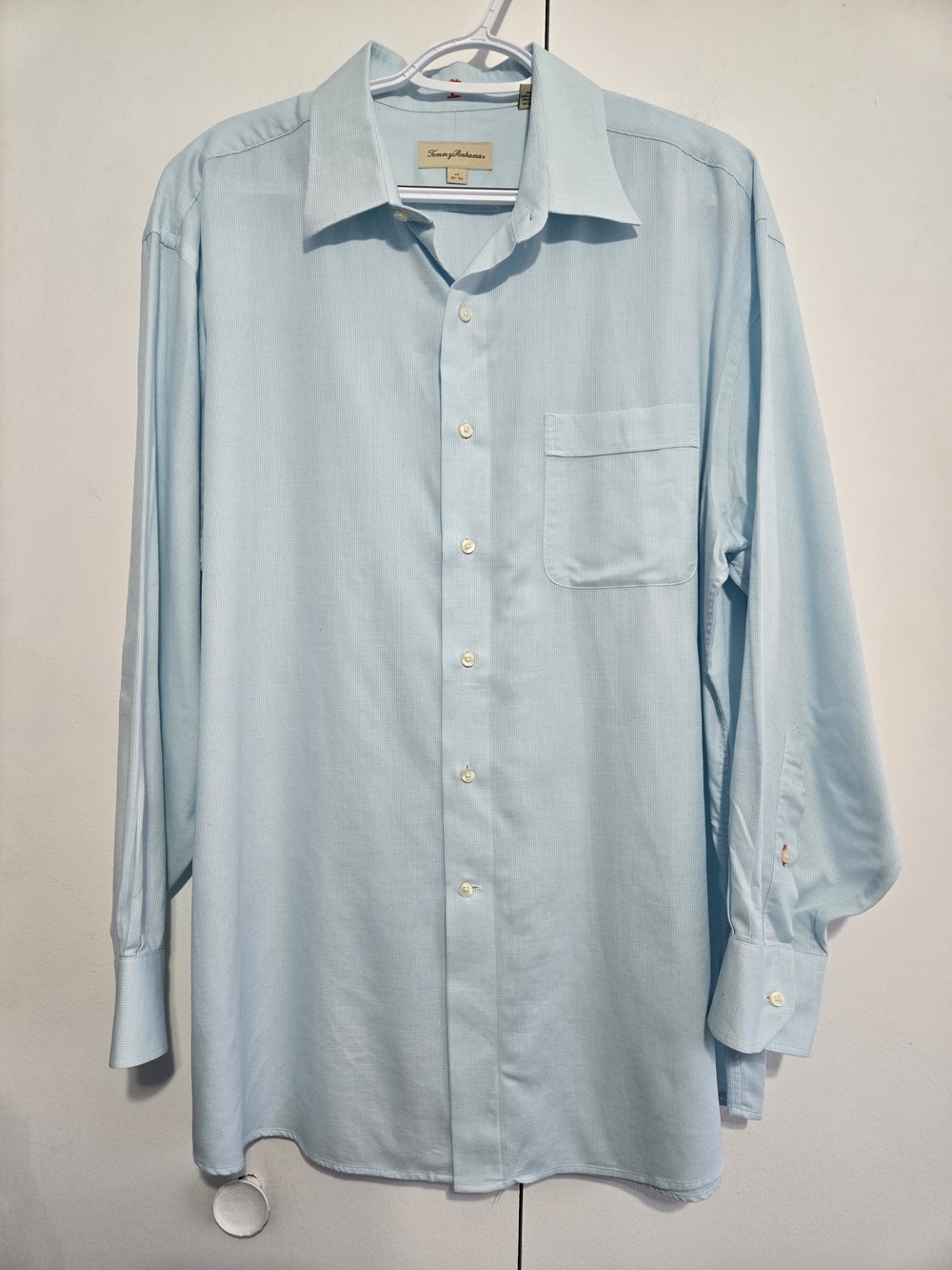 Tommy Bahama Men’s Light Blue Button Down Dress Shirt 17 32/33 Cotton Casual